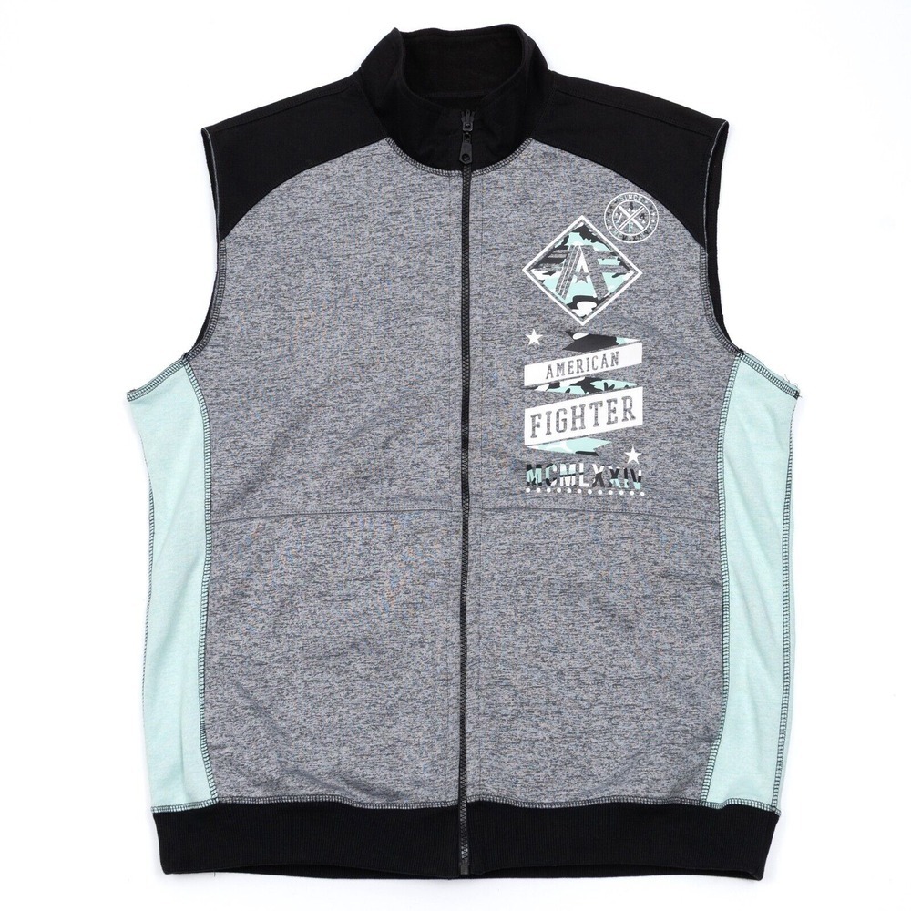 American Fighter Training Division Men's Full‎ Zip Reversible Fleece Vest M MMA